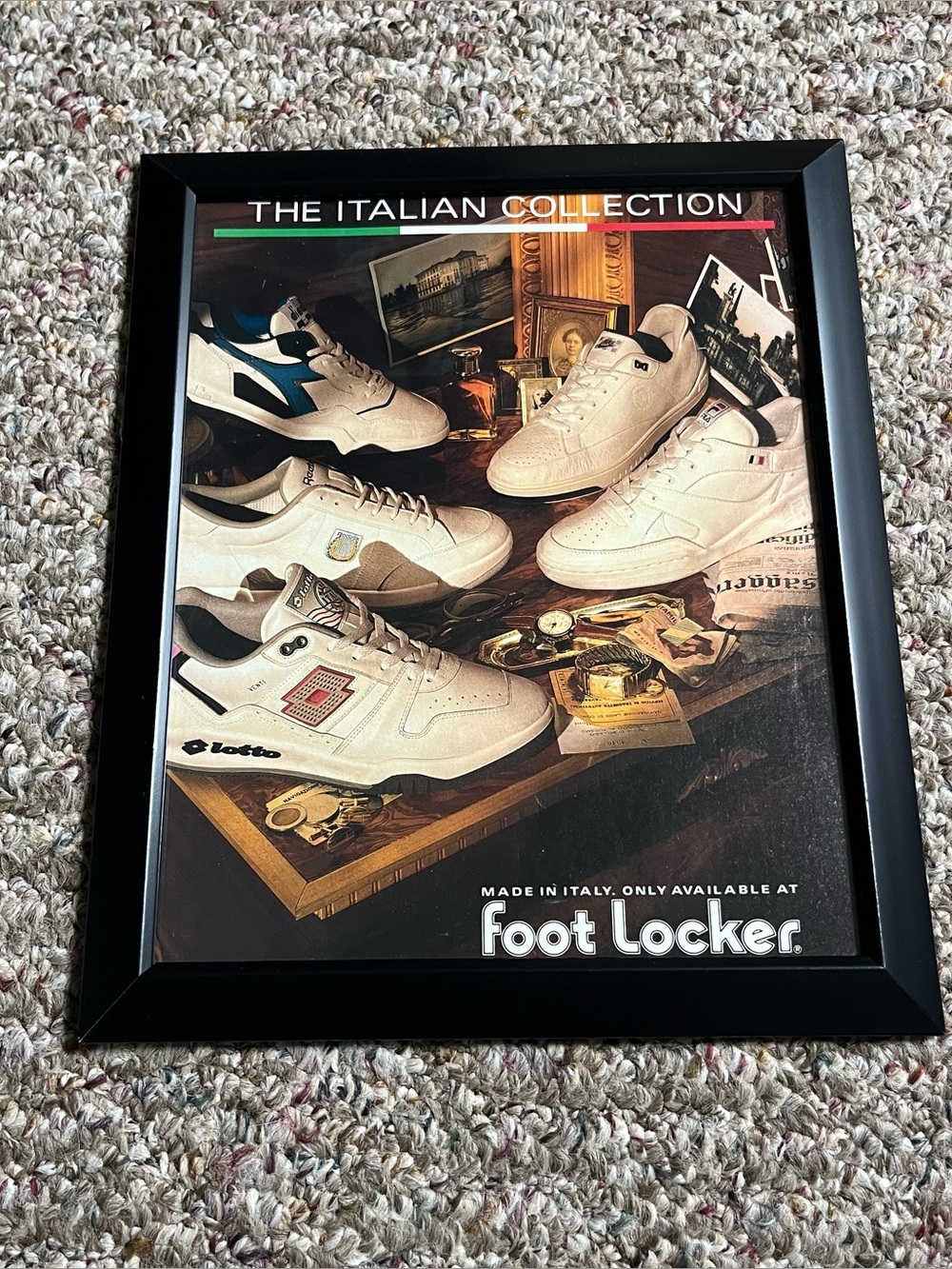 Vintage Men’s Sneakers Poster - White with Blue and Red Accents